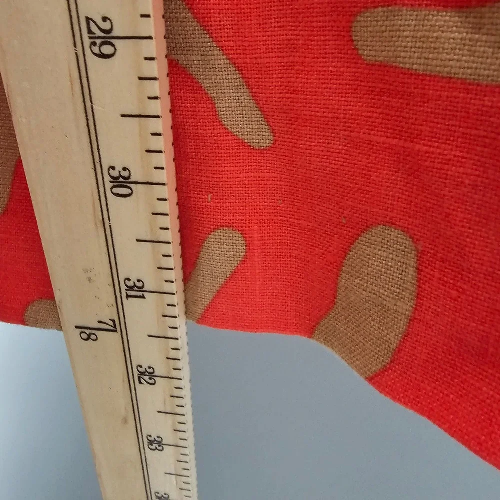 Donna Morgan Womens Linen Abstract Print Sheath Dress 8 Tan Coral Tropical Mod